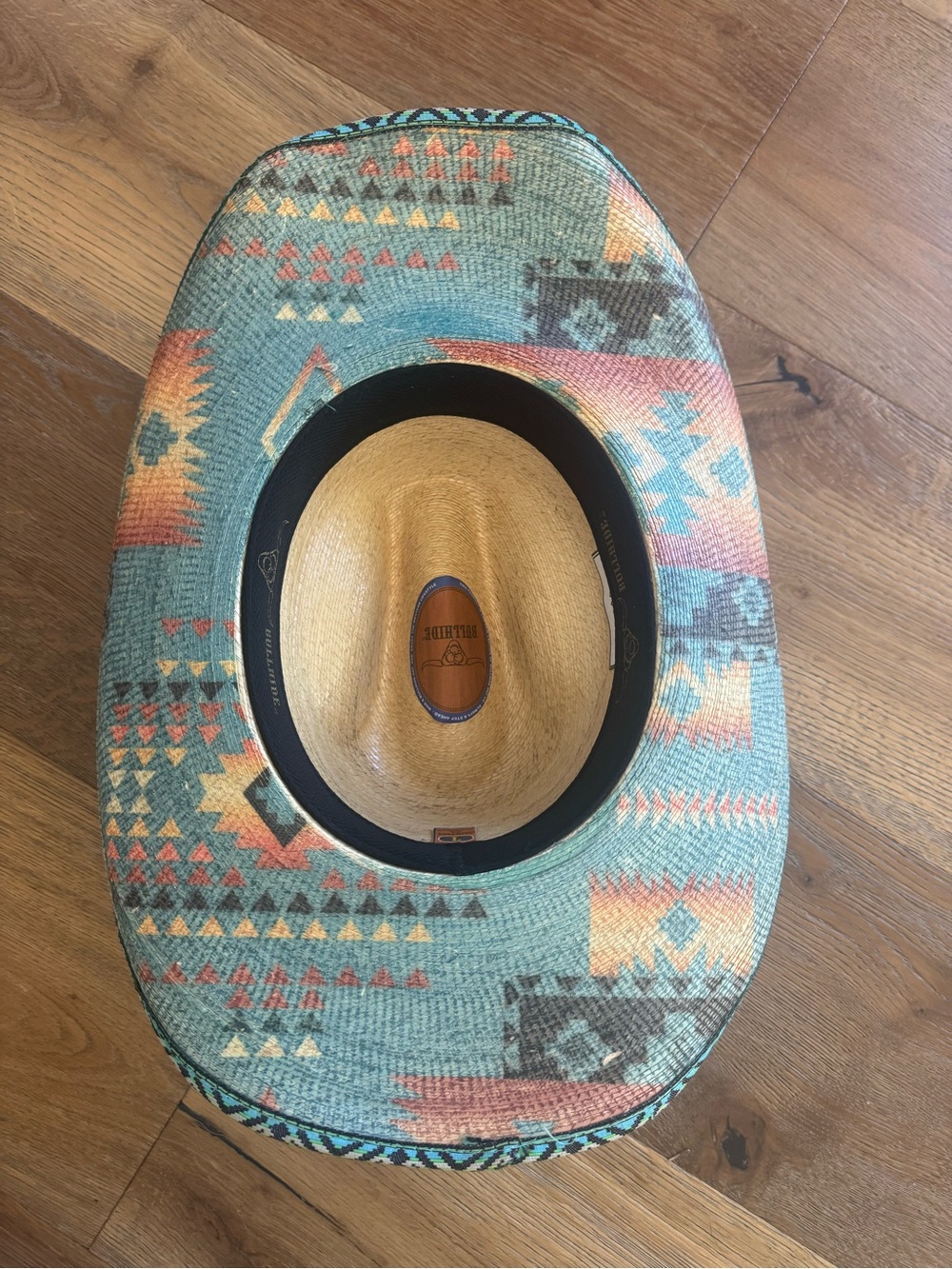 Southwestern Pattern Straw Cowboy Hat with Braided Trim - Picture 6 of 9